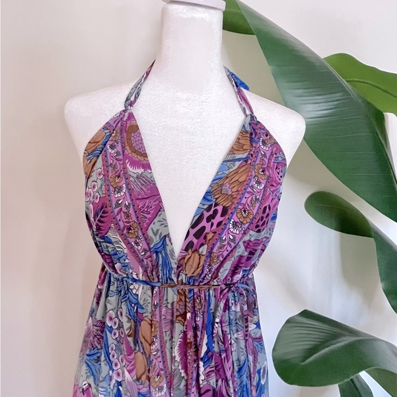 Silk Halter Boho Beach Dress - Picture 2 of 4